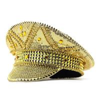 CAMDOM Chapeau de festival à paillettes - Capitaine militaire - Accessoire de cosplay