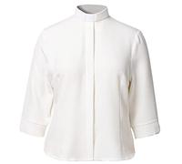CAMDOM Chemisier clergé à Manches 3/4 et col boutonné à Queue Ronde pour Femme