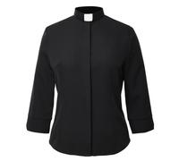 CAMDOM Chemisier clergé à Manches 3/4 et col boutonné à Queue Ronde pour Femme