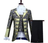 CAMDOM Costume victorien pour homme - Style cour de palais médiéval - Costume de prince, costume de costumade charmant XL Bleu Foncé