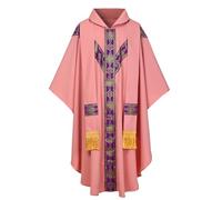 CAMDOM Robes de Clergé pour Hommes Chasuble Prêtre Vêtement Catholique Tenue d'Église Père Pape Messe avec Étole à Glands