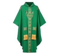 CAMDOM Robes de Clergé pour Hommes Chasuble Prêtre Vêtement Catholique Tenue d'Église Père Pape Messe avec Étole à Glands