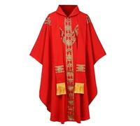 CAMDOM Robes de Clergé pour Hommes Chasuble Prêtre Vêtement Catholique Tenue d'Église Père Pape Messe avec Étole à Glands