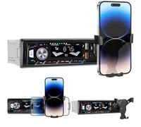 CAMECHO 1 DIN Autoradio Bluetooth 5.0 avec Support pour Téléphone, Lecteur MP3 Single Din avec Mains Libres U Disk/FM/TF Card/AUX/USB, Autoradio avec 7 rétro-éclairages