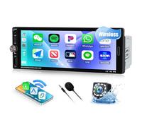 CAMECHO 1 Din Radio 6.9 Pouces Wireless Carplay HD IPS Touchscreen Bluetooth 5.2 Autoradio avec Android Auto FM Mirror Link EQ-Ton Commandes au Volant +Caméra de Recul, Port USB Type-C