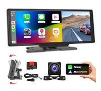 CAMECHO 10,26 Pouces Stéréo de Voiture Portable avec Carplay Android Auto sans Fil, Écran Tactile de Voiture avec AirPlay Lien Miroir Bluetooth Navigation FM/AUX/Siri 64G TF+Caméra de Recul