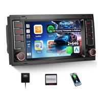 CAMECHO 2+64G Android 15 Navi Autoradio pour VW Touareg 2004-2011 Transporteur TS Multivan 2004-2009, 7 Pouces Radio Bluetooth avec sans Fil Carplay Android Auto GPS WiFi FM RDS avec Caméra de Recul