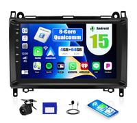 CAMECHO 4+64G 8-Kern Autoradio Android 15 pour Mercedes-Benz B200 2008-2011 B Classe W169 W245 W639 Sprinter avec Caméra de Recul, 9 Pouces Sans Fil Carplay Radio avec Android Auto WIFI FM/RDS DSP GPS