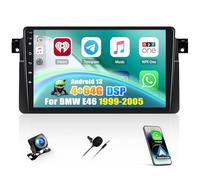CAMECHO 4+64G 9 Pouces Autoradio pour BMW E46 (1999-2005) avec Caméra de Recul, Android 15 sans Fil Carplay Bluetooth Radio avec Android Auto WiFi GPS FM/RDS +Canbus HD Touchscreen Mirror Link