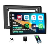 CAMECHO 4+64G Android 15 Autoradio pour Audi A4 S4 RS4 8E B6 B7 2000-2009 avec Filtre Audio, 9 Pouces Radio Carplay sans Fil Bluetooth avec Android Auto WiFi GPS FM/RDS Mirror Link