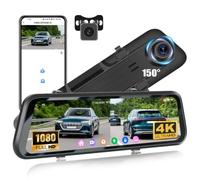 CAMECHO 4K Caméra Dashcam GPS 12 Pouces pour Rétroviseur avec Caméra de Recul 1080P, Écran Tactile HD, Wi-FI, BSD, ADAS, Capteur G, Vision Nocturne Grand Angle Avant 150° et Arrière 120°
