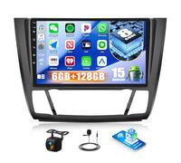 CAMECHO 6+128G 8 Cœurs Android 15 Autoradio pour BMW 1 E81 E82 E87 E88 2004-2011, 9 Pouces Bluetooth Radio avec GPS WiFi Wireless Carplay Android Auto FM/RDS DSP Mirror Link +Caméra de Recul Canbus