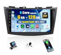 CAMECHO 6+128G 8 Cœurs Autoradio pour Suzuki Swift 2011-2017 avec Caméra de Recul, 9 Pouces Android 13 sans Fil Carplay Bluetooth Radio avec Android Auto WiFi GPS FM/RDS DSP Mirror Lin