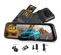CAMECHO 9.66'' 4K Écran Tactile Dashcam Retroviseur Voiture, Double Dash Cam Avant et arrière, Camera Embarquée Voiture Enregistrement Boucle avec GPS/WiFi/Capteur de gravité/Aide au stationnement
