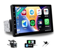 CAMECHO Autoradio 1 Din avec sans Fil A-pple Carplay Android Auto 9 Pouces Écran Bluetooth Radio HD Touch Display avec Caméra de Recul Mirror Link FM EQ SWC Commandes au Volant