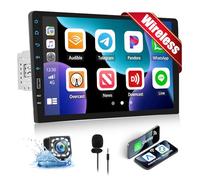 CAMECHO Autoradio 1 Din avec Wireless Carplay Android Auto 9 Pouces Écran Bluetooth Radio Touch Display avec Caméra de Recul Mirror Link FM SWC USB Commandes au Volant