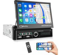 CAMECHO Autoradio 1 Din Bluetooth avec 7 Pouces Motorisé Écran Rétractable Radio de Voiture avec caméra arrière, Auto Radio Touch Display avec USB TF AUX-in Mirror Link(pour Android/iOS) Noir