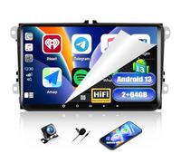CAMECHO Autoradio sans Fil Android 13 2+64 Go Carplay avec Navi pour VW Passat B6 B7 Golf 5 6 Jetta T5 Polo Touran Caddy Sharan Seat Autoradio 9" Double Din avec Bluetooth WiFi FM Caméra de recul