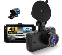 CAMECHO Caméra de Tableau de Bord de Voiture 3 Pouces Avant 4K+Arrière 1080P, Application Wi-FI vidéo, Vision Ultra Nocturne, Angle 150°+120°, Enregistrement 24 HeuresMode de Stationnement, G-capteur