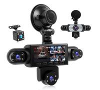 CAMECHO Dash Cam 5 Canaux, Caméra Frontale 1080P 150 °+4 Caméras latérales 480P 120 °, 3,16 Pouces Dash Cam, Enregistrement en Boucle, Vision Nocturne et Détection de Mouvement