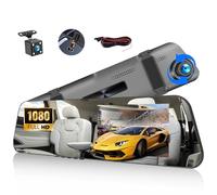 CAMECHO Dashcam Retroviseur Voiture 4,5 Pouces Full HD 1080P Screen, Caméra de Voiture Grand Angle avec Caméra Avant et Arrière Étanche, Système de Stationnement