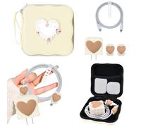 CameCosy Ensemble de rangement pour chargeur de téléphone avec protecteur de câble pour chargeur d'iPhone, design miroir en forme de cœur, sac de rangement de voyage en forme de vague, organisateur de