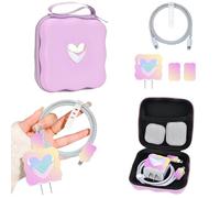 CameCosy Étui de rangement pour chargeur de téléphone à faire soi-même - Protection de câble pour écouteurs - Avec sac de rangement de voyage - Motif vague violette - Pour iPhone (cœur perlé)