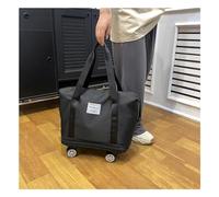 CAMEKIAY Valise Pliable avec Roulette Roues Extensibles Et Amovibles, Sac De Sport A Roulette ImperméAble, RéSistant à l'usure, Grand Sac De Voyage Convient pour La RandonnéE,Black
