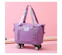 CAMEKIAY Valise Pliable avec Roulette Roues Extensibles Et Amovibles, Sac Weekend Femme ImperméAble, RéSistant à l'usure, Sac à roulettes Voyage Convient pour Faire du Shopping,Purple