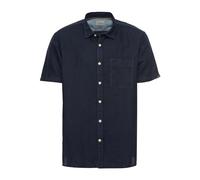 camel active Herren Kurzarm Hemd aus Einem Leinen-Baumwoll-Mix Dunkelblau, Menswear-l Chemise, Bleu foncé, L Homme