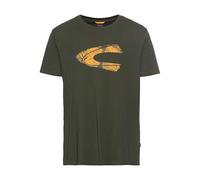 camel active T-Shirt pour Homme avec imprimé en Coton Biologique Durable, Vert foncé/Orange, L