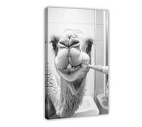 Camel brossant les dents _ Art mural amusant pour salle de bain _ Jolie décoration de buanderie _ Animaux dans la salle de bain _ Imprimé humour rétro chameau _ Ai Art-1_4