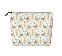 Camel Cactus Trousse de voyage pour femme en faux chanvre Trousse à maquillage grande capacité avec fermeture éclair
