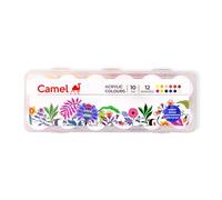 Camel Peinture acrylique ultra couleur - 12 nuances riches (10 ml chacune) | Peinture multi-surfaces pour bricolage | Couleurs vives et permanentes | Convient sur toile, bois, tissu, papier et