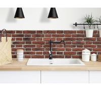 CAMELEO Crédence cuisine adhésive vinyle, effet brique rouge, 200 x 40 cm - Convient aussi comme adhésif décoratif pour meuble - résistant et imperméable