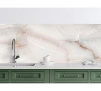 CAMELEO Crédence cuisine adhésive vinyle imitation onyx blanc, 200 x 40 cm - Convient aussi comme adhésif décoratif pour meuble - résistant et imperméable