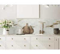 CAMELEO Crédence cuisine adhésive vinyle imitation onyx blanc et or, 200 x 40 cm - Convient aussi comme adhésif décoratif pour meuble - résistant et imperméable