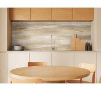 CAMELEO Crédence cuisine adhésive vinyle imitation travertin beige foncé, 200 x 40 cm - Convient aussi comme adhésif décoratif pour meuble - résistant et imperméable