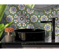 CAMELEO Crédence cuisine adhésive vinyle, motif Villa Marrakech vert, 200 x 40 cm - Convient aussi comme adhésif décoratif pour meuble - résistant et imperméable