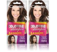 Cameleo - Shampooing teinté - Châtain - Rafraîchissement rapide et facile des couleurs « couleur en couleur » - Sans ammoniaque ni oxydants - Shampoing en sachet - 40 ml (Lot de 2)