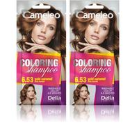 Cameleo Shampooing Teinté Gold Caramel - Rafraîchissement Rapide et Facile des Couleurs - Sans Ammoniaque ni Oxydant - Shampoing en Sachet 40 ml (Lot de 2)