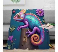 Caméléon Coloré 3D Imprimée Plaid Microfibre Décoration Maison Motif Animal 3D Print Throw Blanket Canapé Lit 40x50(100x130cm)