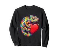 Caméléon Étreignant Valentine Cœur Couleur Critters Arc-en-Ciel Sweatshirt