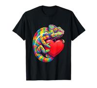Caméléon Étreignant Valentine Cœur Couleur Critters Arc-en-Ciel T-Shirt
