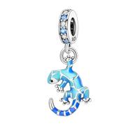 Caméléon Leguan Lézard Salamandre Gecko - Charm Argent 925 Bracelet à breloques Pendentif Accessoire Cadeau Argent sterling Pochette en velours
