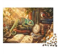 Caméléon Livre Horloge Puzzle, 1000 Pièces Jeu Intérieur Adulte | 52x38cm Carton, Exercice Mental, Assemblage Précis, Amateurs D'art, Réduction Du Stress