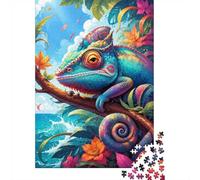 Caméléon Océan Fleur Puzzle, 1000 Pièces pour Adultes Haute Qualité | 52x38cm Carton, Exercice Mental, Coupe Précise, Amateurs D'art, Réduction Du Stress