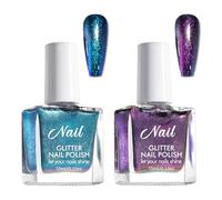 Caméléon Vernis à ongles Bleu Violet, 2 Pcs Shimmer Glitter Paillettes Vernis à Ongles Séchage Rapid, Longue Durée, Holographique, Sans lampe UV, à Base D'eau Vernis, DIY Nail Art Manucure 10 Ml