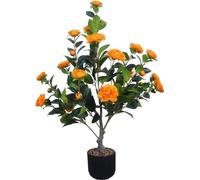 Camélia artificiel, 100 cm de hauteur, 28 fleurs, facile à entretenir, fleur d'oranger