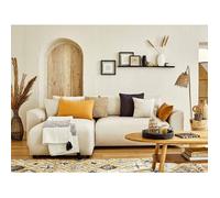 Camelia - canapé d'angle réversible - 4 places - convertible avec coffre et poches - en velours - Beige Beige